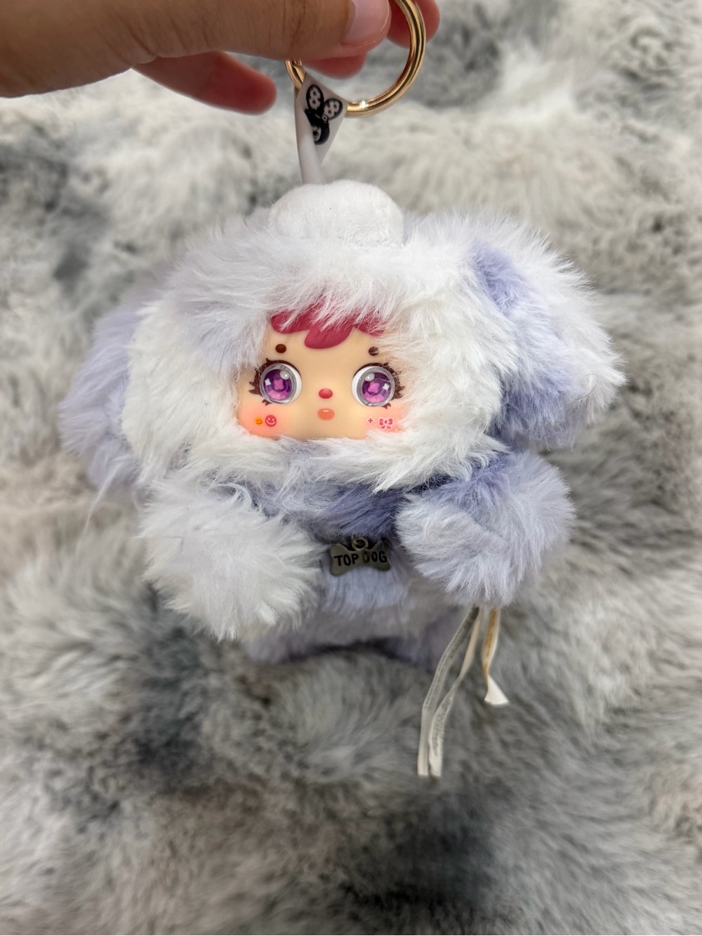 Plush Keychain for Kids - Lavender White